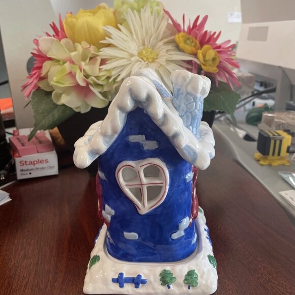 Target Christmas Cottage Tealight Candle Holder, Blue & White - Picture 3 of 9